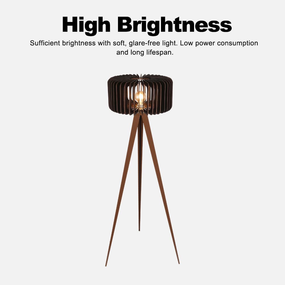 Manufacturer Retro Mid-Century American Tripod LED Standing Floor Lamp, Wooden Lampshade Decor for Bedroom Living Room, Retro Mid-Century Tripod Floor Lamp, operation14