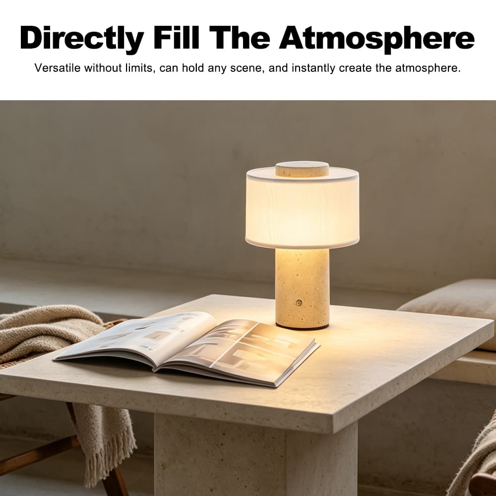 Bvlgari Luxury Stone Rechargeable Ambient Table Lamp Natural Marble Lamp Bedroom Study Hotel Bar Bedside Writing Desk, Bvlgari Stone Rechargeable Marble Table Lamp, operation14