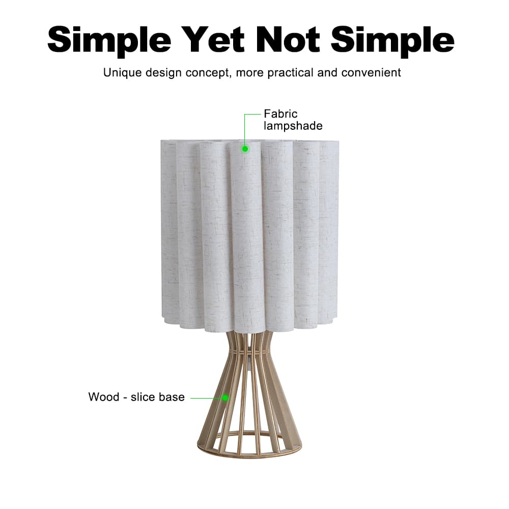 Wabi Sabi Modern Natural Wood Table Lamp with Fabric Shade Decor Desk Light for Bedroom Living Room Entryway Study Room, Wabi Sabi Wood Table Lamp, operation14