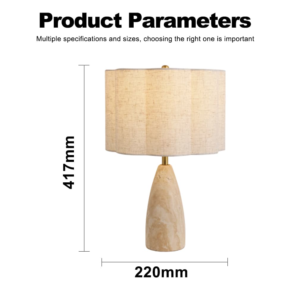 Bedroom Decorative Wabi-sabi Study Desk Bedside Mid-century Led Fabric Lampshade Travertine Table Lamp, Wabi-Sabi Travertine Table Lamp, operation14