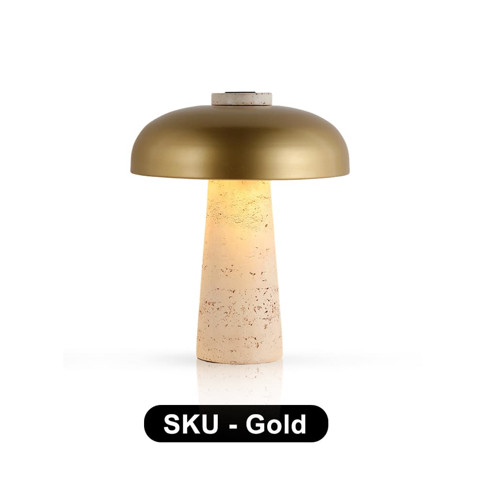 Factory Wabi-sabi Mushroom LED Table Lamp, Modern Minimalist Travertine Base for Bedroom Bedside Study Desk, Wabi-sabi Mushroom LED Table Lamp, operation14