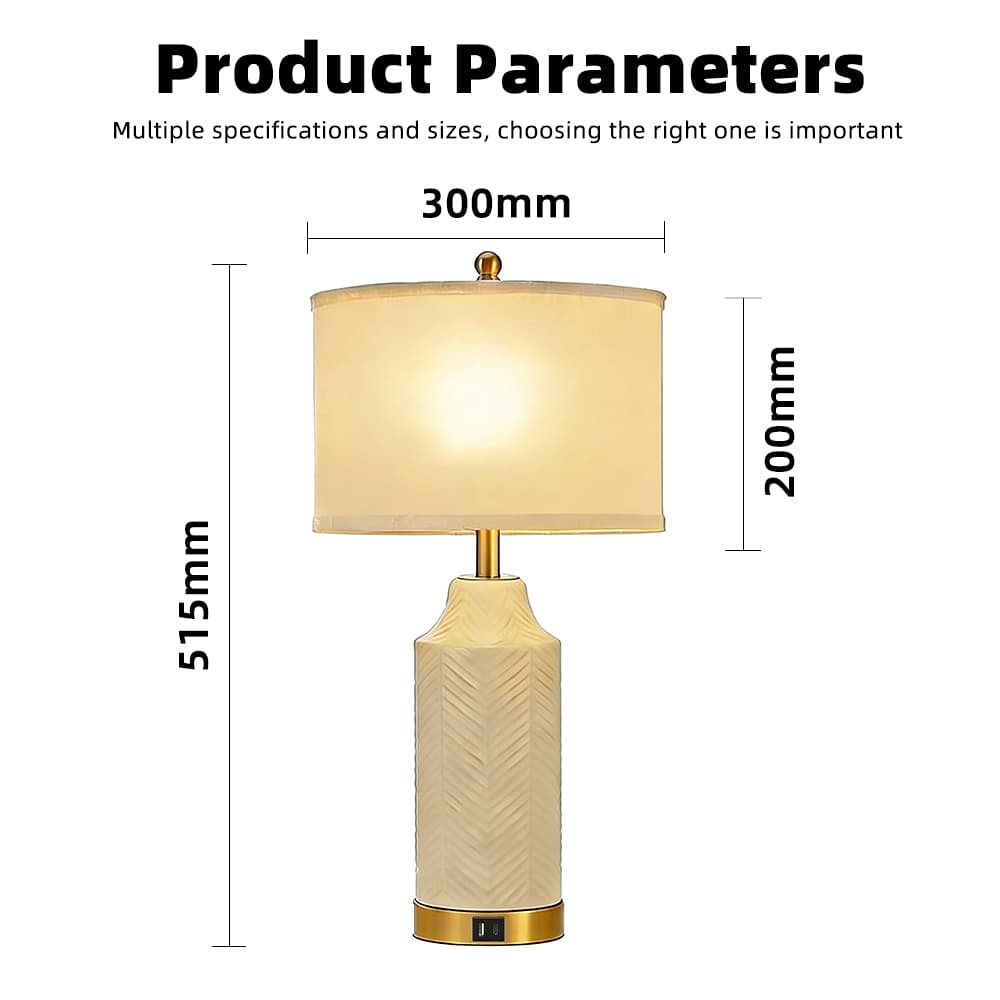 American Modern Touch Sensor Bedside Table Lamp Built-in USB Port for Phone & Earphone Charging Living Room Desk Lamp, operation14