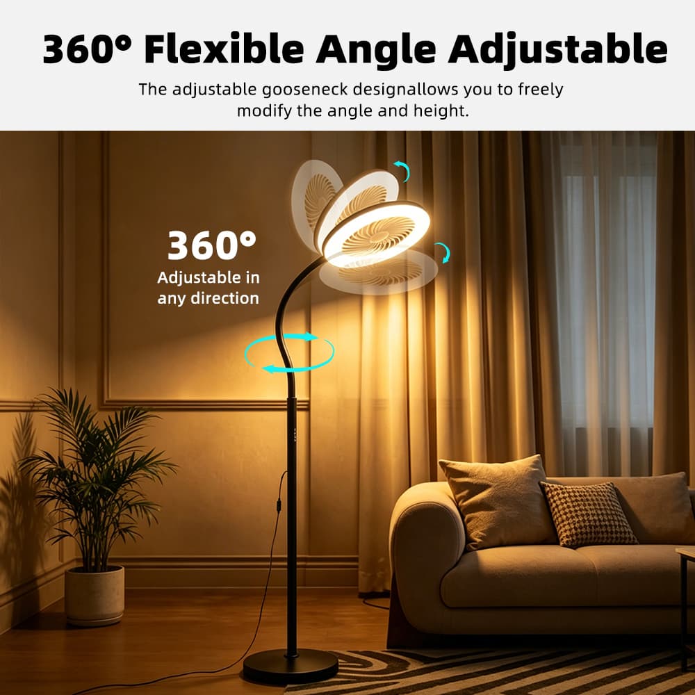 Modern RGB Color Changing CCT Dimmable LED Floor Lamp With 3 Speed Fan Remote Control Fan Light For Home Decor, RGB LED Floor Lamp with 3 Speed Fan, operation14