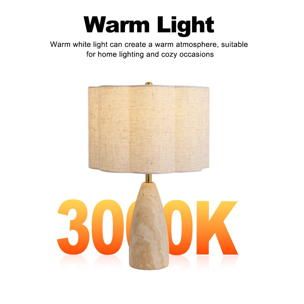 Bedroom Decorative Wabi-sabi Study Desk Bedside Mid-century Led Fabric Lampshade Travertine Table Lamp, Wabi-Sabi Travertine Table Lamp, operation14