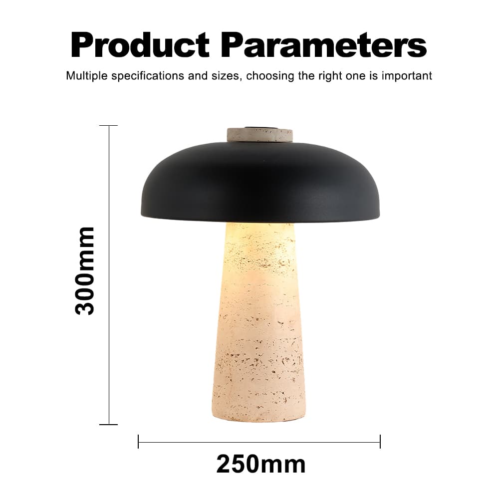 Factory Wabi-sabi Mushroom LED Table Lamp, Modern Minimalist Travertine Base for Bedroom Bedside Study Desk, Wabi-sabi Mushroom LED Table Lamp, operation14