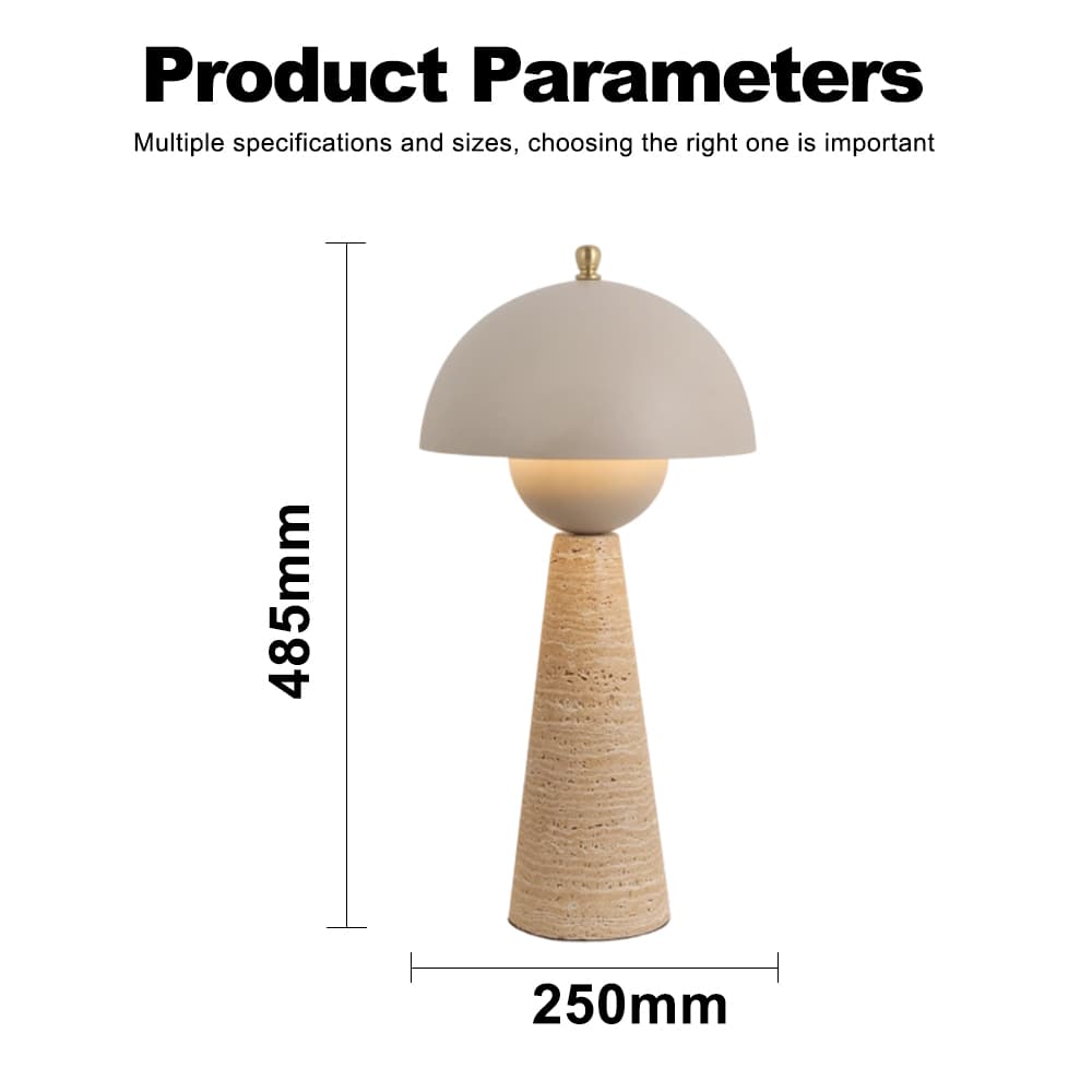 Bedroom Decorative Wabi-sabi Bedside Mid-century Led Metal Luxury Mushroom Stone Travertine Table Lamp, Wabi-sabi Travertine Mushroom Table Lamp, operation14