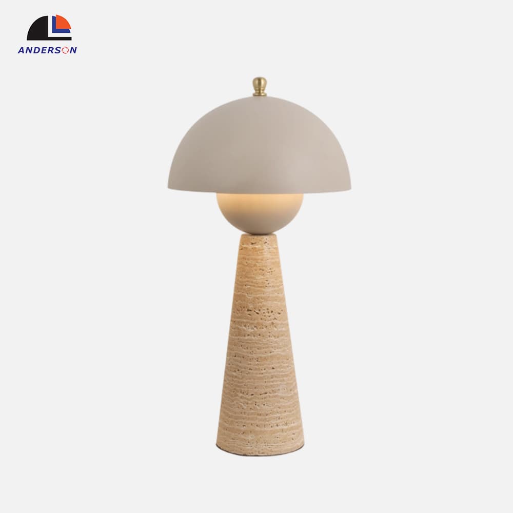 Bedroom Decorative Wabi-sabi Bedside Mid-century Led Metal Luxury Mushroom Stone Travertine Table Lamp, Wabi-sabi Travertine Mushroom Table Lamp, operation14