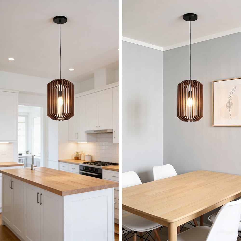 Factory Cage Dining Black Restaurant Luxury Nordic Modern Led Single Linear Wooden Pendant Light, Black Nordic Linear Pendant Light, operation14