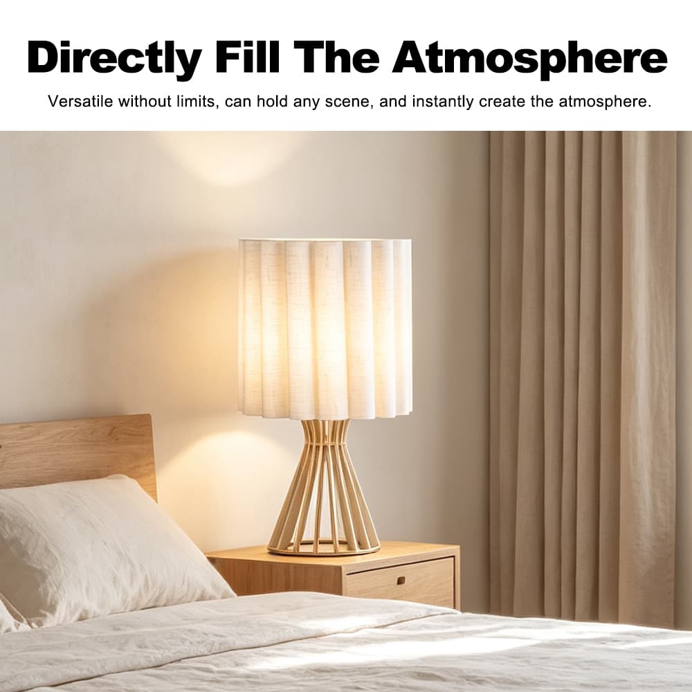 Wabi Sabi Modern Natural Wood Table Lamp with Fabric Shade Decor Desk Light for Bedroom Living Room Entryway Study Room, Wabi Sabi Wood Table Lamp, operation14