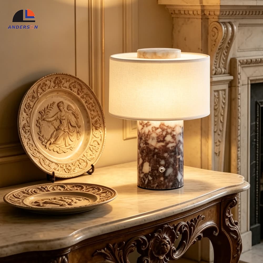 Bvlgari Luxury Stone Rechargeable Ambient Table Lamp Natural Marble Lamp Bedroom Study Hotel Bar Bedside Writing Desk, Bvlgari Stone Rechargeable Marble Table Lamp, operation14
