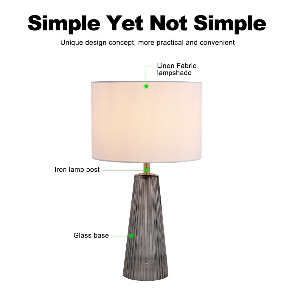 Modern Glass Bedroom Bedside Lamp Black Glass Conical Base New Style Hotel Table Lamp Living Room Study Led Table Lamp, Modern Black Glass Bedside Lamp, operation14