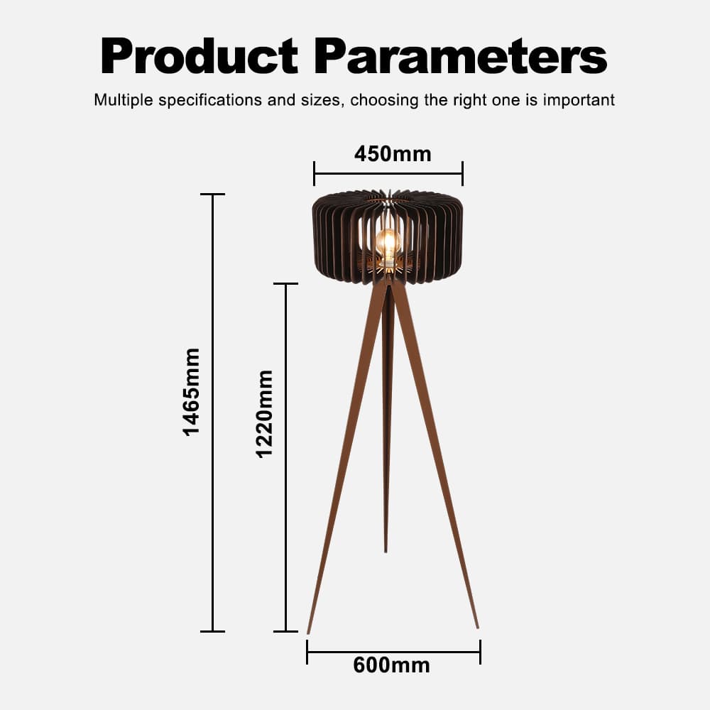 Manufacturer Retro Mid-Century American Tripod LED Standing Floor Lamp, Wooden Lampshade Decor for Bedroom Living Room, Retro Mid-Century Tripod Floor Lamp, operation14