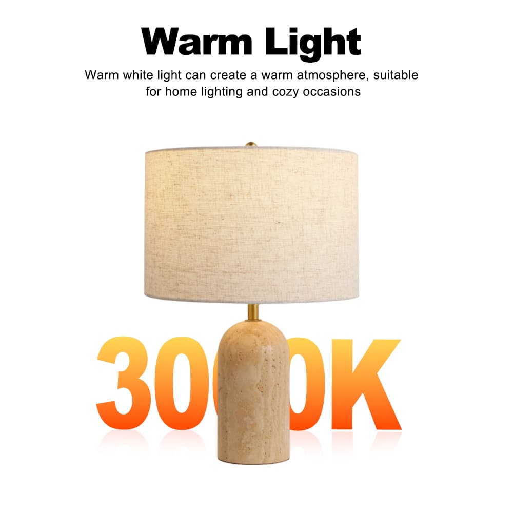 Traventine base Fabric Linen Shade Table Lamp Living Room, Travertine Base Linen Shade Table Lamp, operation14