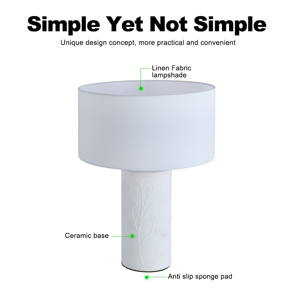 Minimalist Ceramic Table Lamp Fabric Shade Decor Lamp Entryway Study Room Bedroom and Living Room, Minimalist Ceramic Table Lamp Fabric Shade, operation14