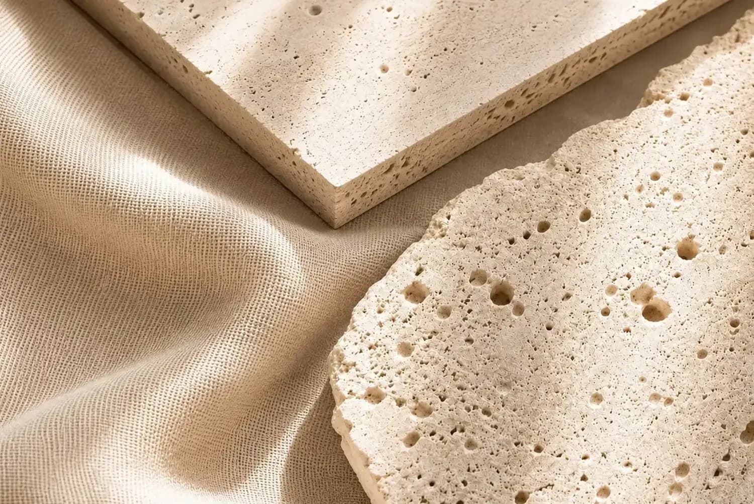 Natural travertine material for distinctive lighting designs